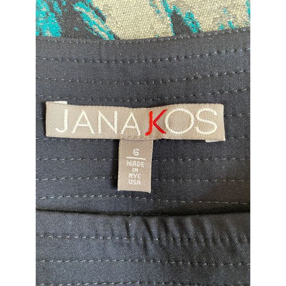 Jana Kos Blue Gray Abstract Print Skirt Size 6 Made in USA Tulip Style EUC - Picture 3 of 5